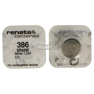 PILE SR43 SR1142W OXYDE ARGENT 386.SP 1.55V 130mAh RENATA