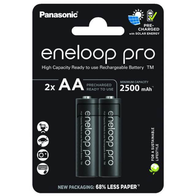 Piles Rechargeables Eneloop Pro NiMH AA HR6 1.2V 2450mAh BL2