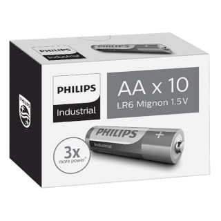 PILES LR6 AA Industrial ALCALINES 1.50V (boite de 10) PHILIPS