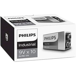 10 Piles Alcalines 6LR61 9V Industrial Philips