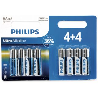 8 Piles LR6 AA Ultra Alcaline 1.5V Panasonic PHILIPS