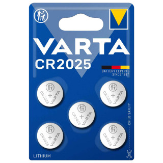 5 Piles Bouton CR2025 Lithium 3V 165mAh Varta