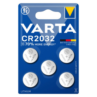 5 Piles Bouton CR2032 Lithium 3V 230mAh Varta