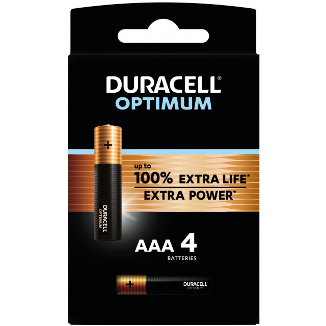 4 Piles Alcalines Optimum LR03 AAA MX2400 Duracell