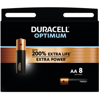 8 Piles Alcalines Optimum LR6 AA MX1500 Duracell
