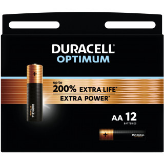 12 Piles Alcalines Optimum LR6 AA MX1500 Duracell
