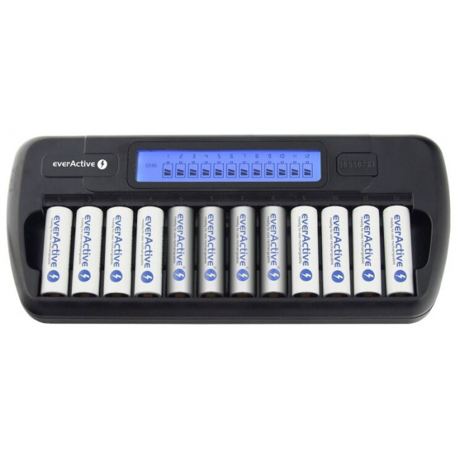 Chargeur professionnel NiMH everActive NC-1200 pour 12 piles AA ou AAA