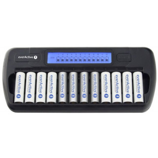 Chargeur professionnel NiMH everActive NC-1200 pour 12 piles AA ou AAA