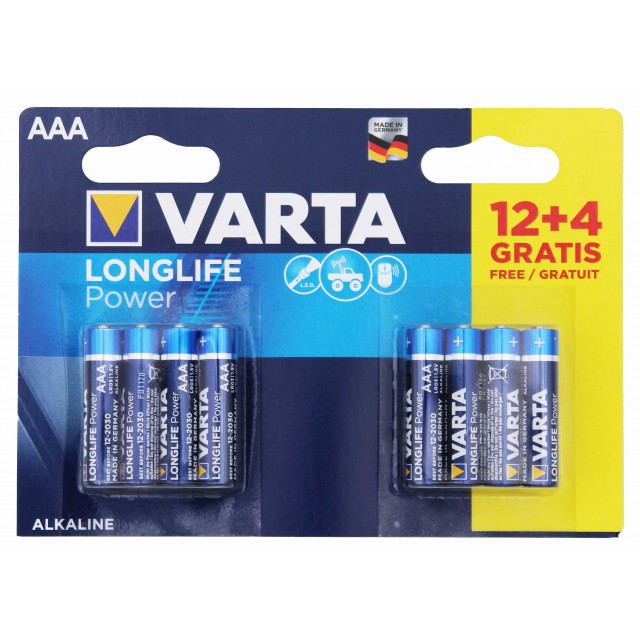 PILES LR03 ALCALINES Longlife Power AAA 1.50V 1270mAh BL16 VARTA