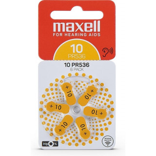 Piles 10 PR70 Auditives 1.45V 100mAh BL6 MAXELL
