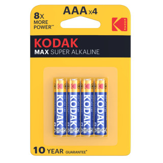 Piles alcalines LR03 AAA Max Super Alkaline 1.5V BL4 KODAK