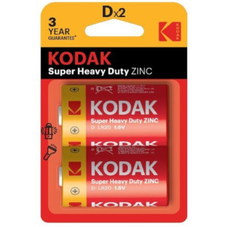 Piles salines R20 D Heavy Duty Zinc 1.5V BL2 KODAK