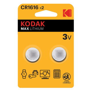2 Piles Bouton CR1616 Max Lithium 3V 50mAh Kodak