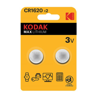 2 Piles Bouton CR1620 Max Lithium 3V 70mAh Kodak