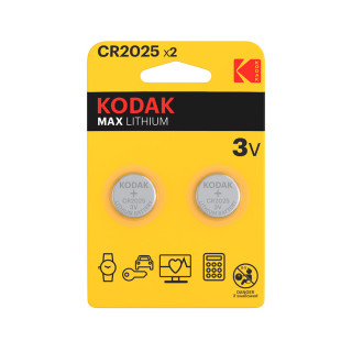 2 Piles Bouton CR2025 Max Lithium 3V 140mAh Kodak