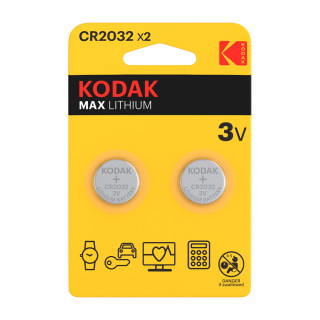 2 Piles Bouton CR2032 Lithium 3V 210mAh Kodak