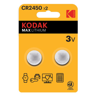 2 Piles Bouton CR2450 Max Lithium 3V 560mAh Kodak