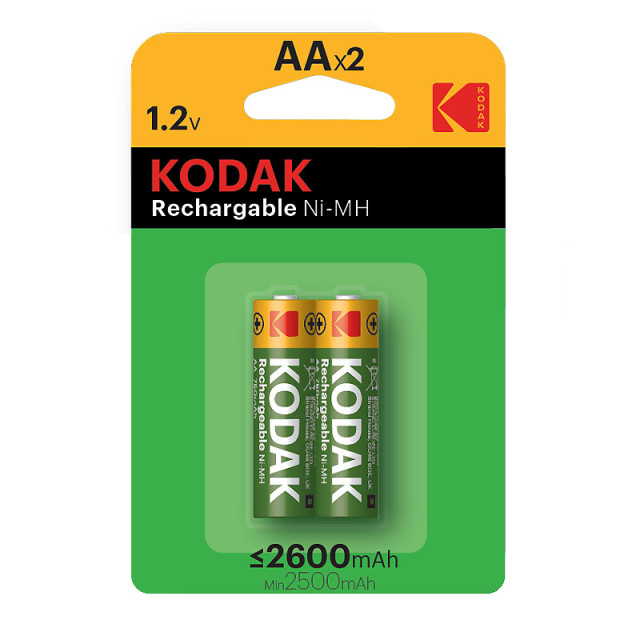 Piles rechargeables HR6 AA NiMH 1.2V 2600mAh BL2 KODAK