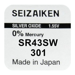 Pile SR43SW oxyde argent 301 1.55V 120mah SEIZAIKEN