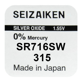 Pile SR716SW oxyde argent 315 1.55V 21mah SEIZAIKEN