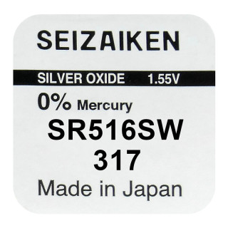 Pile SR516SW oxyde argent 317 1.55V 12.5mah SEIZAIKEN