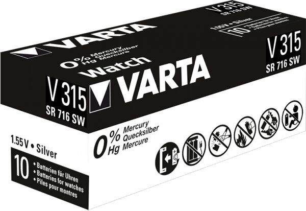 PILE V315 OXYDE ARGENT SR67 1.55V 23mAh VARTA