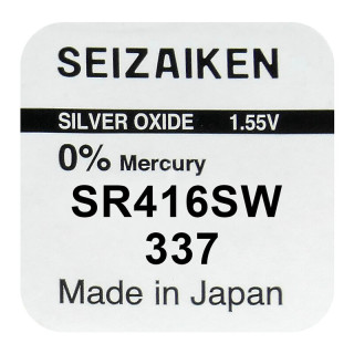 Pile SR416SW oxyde argent 337 1.55V 7.5mah SEIZAIKEN
