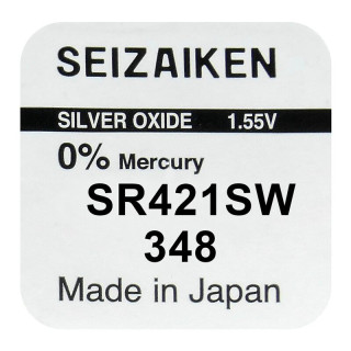 Pile SR421SW 348 Oxyde d'Argent 1.55V 12mAh Seizaiken
