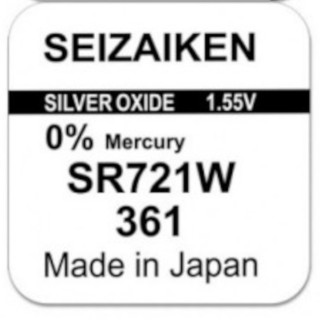 Pile SR721W oxyde argent 361 1.55V 26mah SEIZAIKEN