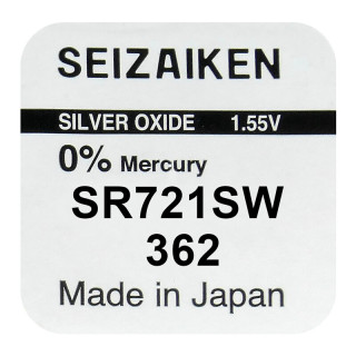 Pile SR721SW oxyde argent 362 1.55V 23mah SEIZAIKEN