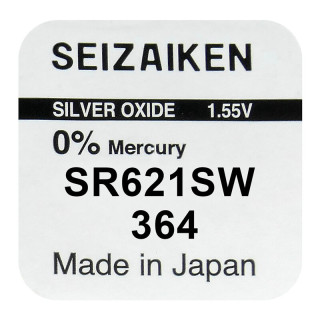 Pile SR621SW oxyde argent 364 1.55V 21mah SEIZAIKEN