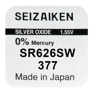 Pile SR626SW oxyde argent 377 1.55V 24mah SEIZAIKEN