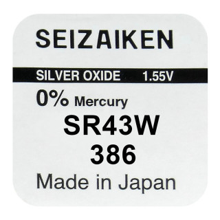 Pile SR43W oxyde argent 386 1.55V 120mah SEIZAIKEN