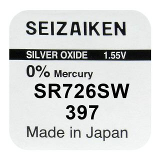 Pile SR726SW oxyde argent 397 1.55V 34mah SEIZAIKEN