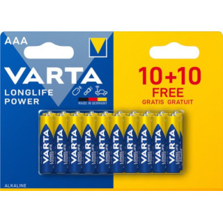 Piles AAA LR03 Alcalines Longlife Power 1.5V BL20 VARTA