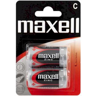 2 Piles Salines R14 C Zinc Carbone MN1400 1.5V Maxell