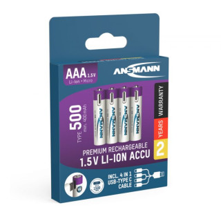 Accu Li-Ion AAA rechargeable par cable USB-C 500 mAh BL4 ANSMANN
