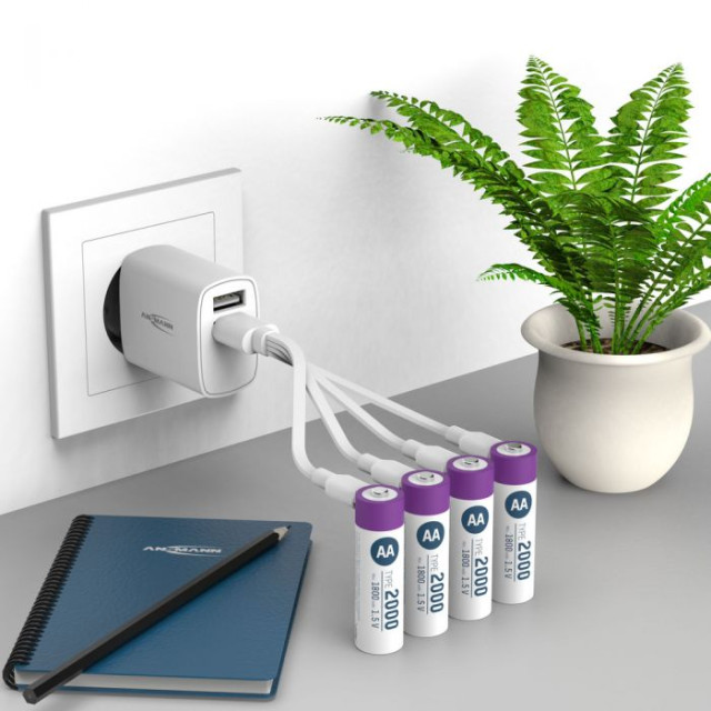Accu Li-Ion AA rechargeable par cable USB-C 2000 mAh BL4 ANSMANN