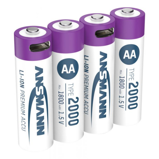 Accu Li-Ion AA rechargeable par cable USB-C 2000 mAh BL4 ANSMANN