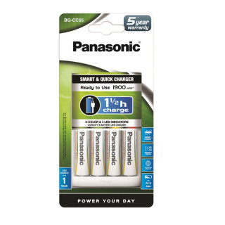 Chargeur Smart & Quick BQ-CC55 + 4 Piles AA 1900mAh PANASONIC