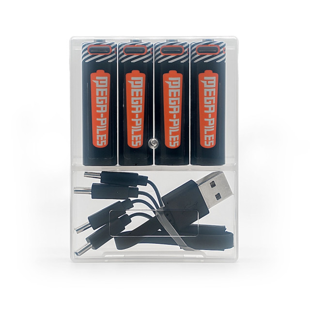 4 Piles Rechargeables USB-C AA LR6 1.5V 1500mAh MegaPiles