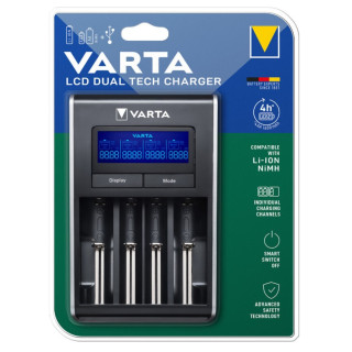 Chargeur LCD Dual Tech pour batteries AA/AAA NiMH et Li-Ion VARTA
