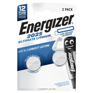 2 Piles Bouton CR2025 Ultimate Lithium 3V 170mAh Energizer