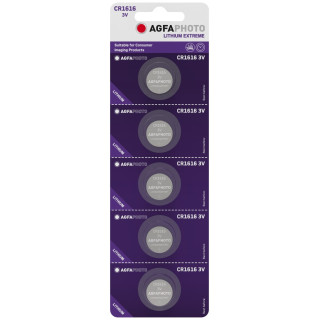 5 Piles Bouton CR1616 Lithium Extreme 3V 60mAh Agfa