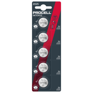5 Piles Bouton CR2025 Lithium Intense 3V 165mAh Duracell Procell