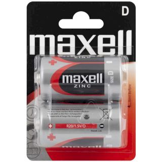 2 Piles D R20 Salines Zinc Carbone 1.5V Maxell