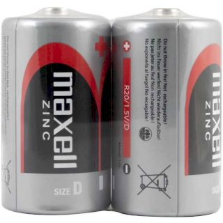 2 Piles D R20 Salines Zinc Carbone Shrink 1.5V Maxell