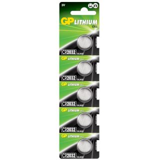 5 Piles Bouton CR2032 Lithium 3V 220mAh GP
