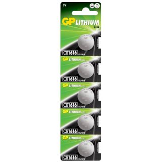 5 Piles Bouton CR1616 Lithium 3V 55mAh GP