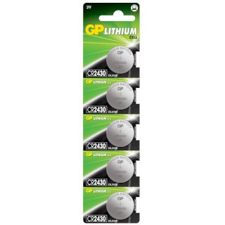 5 Piles Bouton CR2430 Lithium 3V 300mAh GP